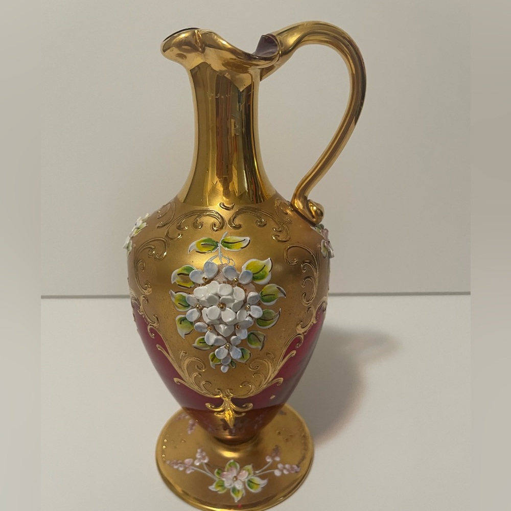 Czech Bohemian Ruby Gold Crystal Decanter